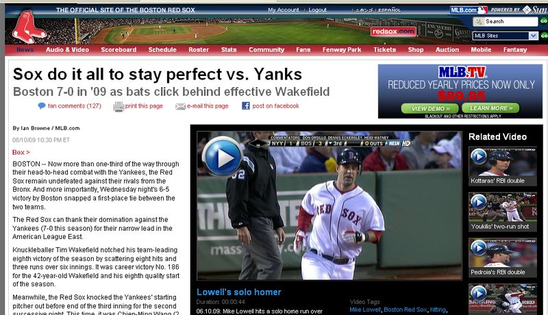 Bosox beat Yankees, again